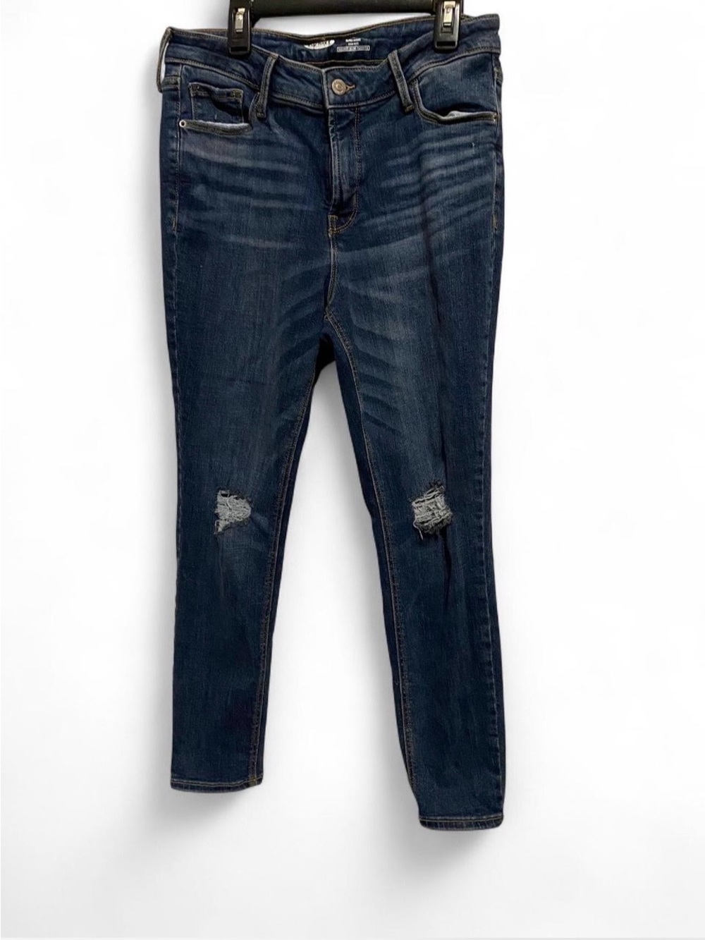 Old Navy Women's Dark Blue Skinny Jeans with Knee Distressing